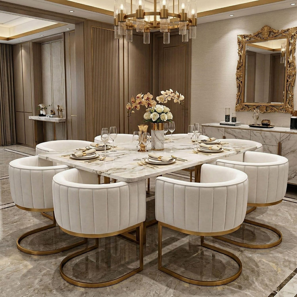 Beige and Gold Barrel Dining Room Chairs Set of 4, Modern Velvet Upholstered Accent Chairs with Curved Back for Kitchen Island, Luxury Comfort Seating Cantilever Metal Frame